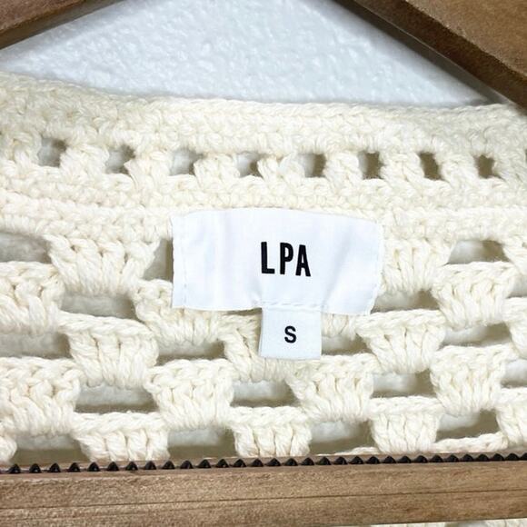 LPA Lanita Crochet Micro Cardigan In Cream Small NWT - Picture 4 of 6